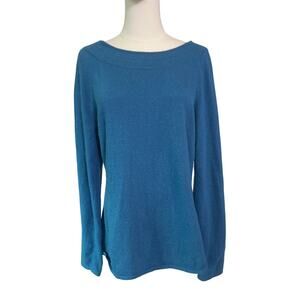 Carole Little Blue Angora Wool Blend Sweater Women’s XL Long Sleeve Boatneck